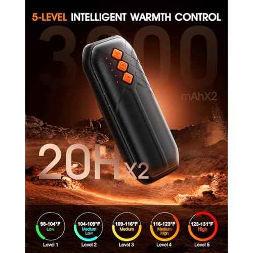 AI Hand Warmers Rechargeable 2 Pack - 6000mAh Electric Hand Warmer with LED Lights, 5-Temp Smart Control