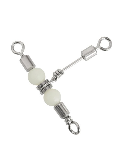BLUEWING Stainless Steel 3 Way Fishing Swivels with Glow Beads 110lbs for Saltwater Freshwater Fish Tackle, 5 pcs