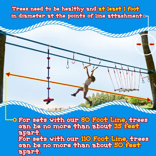 80 Feet Ninja Slack Line and Ratchet Set for Double Ninja Course - Durable Outdoor Ropes