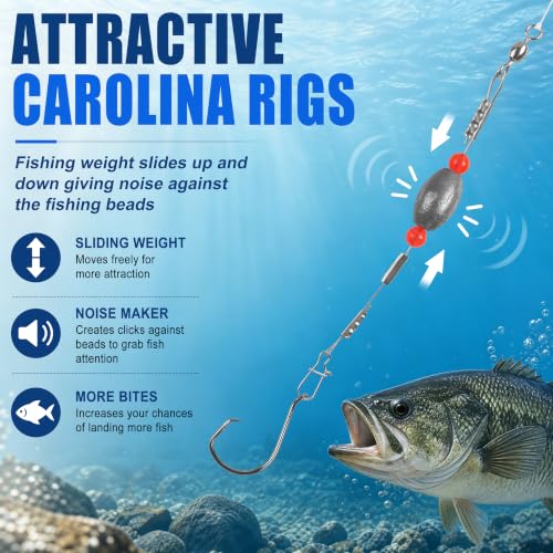 AGOOL Saltwater Grouper Rig with 1.5oz Egg Sinkers & 20 Hooks - Carolina Surf Fishing Setup