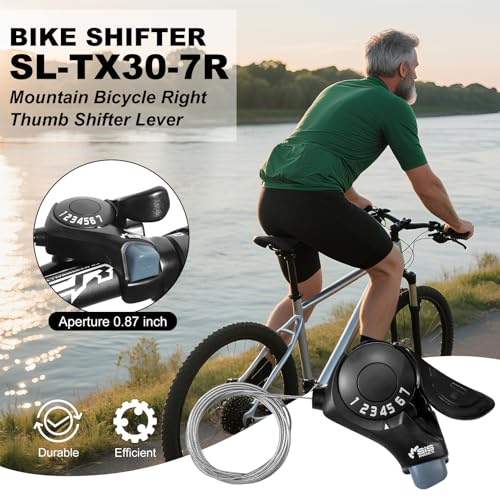 Bike Shifter SL-TX30-7R, 7 Speed Bike Right Thumb Shift Lever for Mountain City Road Folding Bicycle