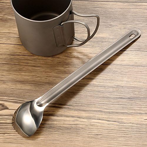 Lixada Titanium Long Handle Spoon - Lightweight Camping Spoon for Outdoor Picnic, Backpacking, Hiking & Travel - 1/2Pcs