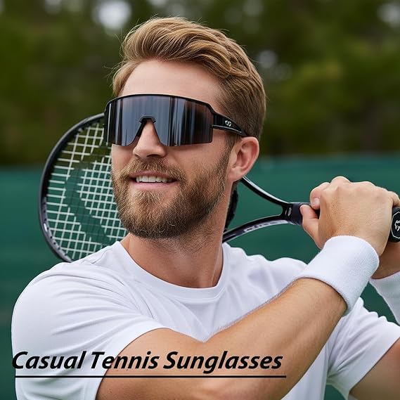 FMY Polarized Cycling Glasses Sports Sunglasses UV400 Protection Black & Gray Lens