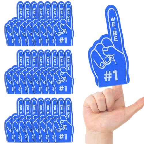 24 Pcs Mini Foam Fingers Baseball Party Favors We Are #1 Sports Foam Finger For Dodgers Fans Field Day Accessories Team Present Purple Party Decorations (Blue)