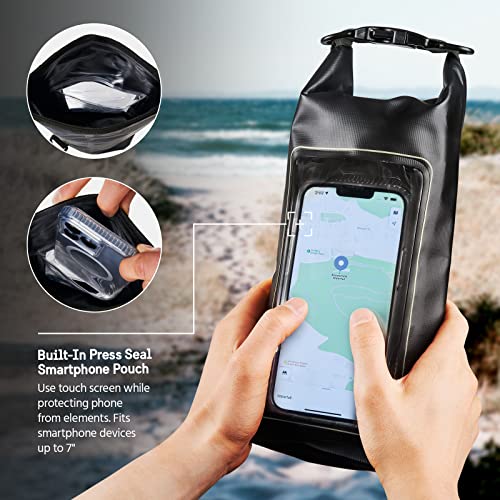 Pelican Marine IP68 Waterproof Dry Bag 2L with Phone Pouch - Black, Stealth Black