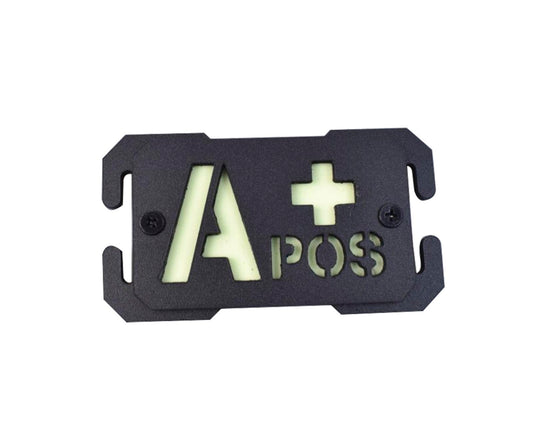 Glow Dark Blood Type A+ Positive POS Reflective Patches Tactical Morale Military Badges with Breach Buckle Mount Fit 1in Molle Webbing (Black A+)