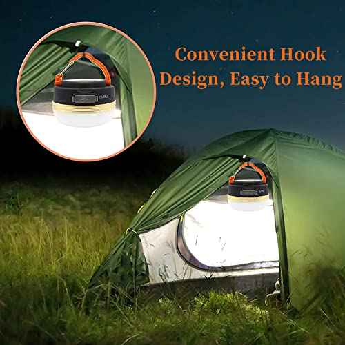 Rechargeable LED Camping Lantern, 300LM Portable Tent Light with 3 Modes, 1800mAh Power Bank, Magnetic Base & IP65 Waterproof, Emergency Light for Hiking, Backpacking, Power Outages (1 Pack)