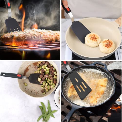 Silicone Spatula Turner Set of 2 - Heat Resistant Up to 600°F for Nonstick Cookware