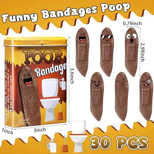 Nuanchu 30pcs Funny Bandages Self Adhesive Bandages Christmas Funny Gag Gifts Waterproof Weird Stuff White Elephant Gift for Christmas Hallowen Gifts Adults