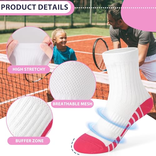 Girls Crew Socks 12 Pairs Kids Athletic Socks for Ages 1-14 - White, 5-7 Years Variation