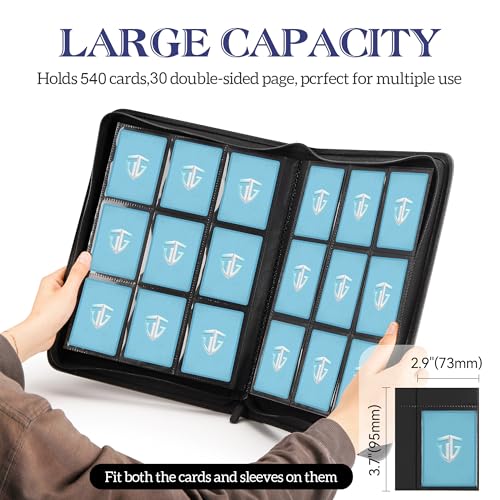 Trading Card Binder with 9 Side-Loading Pockets for 540 Cards - Red 9