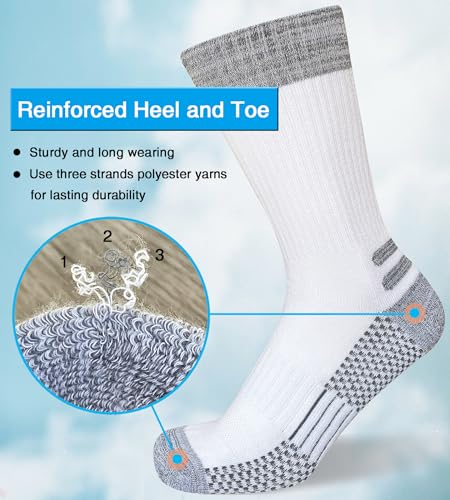 Mens Crew Work Boot Socks - Cozy Cushioned Moisture Wicking 3/4 Pairs, Multicolor 12-15