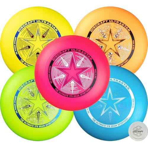 Discraft Ultrastar Neon 5-Pack | Premium Ultimate Discs - Neon Pink, Yellow, Cobalt Blue, Green, and Orange