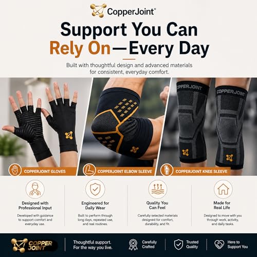CopperJoint Wrist Brace for Carpal Tunnel Support Pair Medium - Breathable Copper Compression