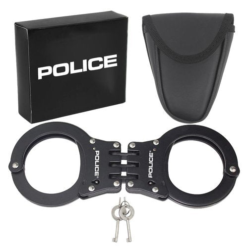 Handcuffs – Heavy Duty Police Grade Professional Steel Hand Cuffs, Double Lock Metal Black Finish for Security & Personal Safety