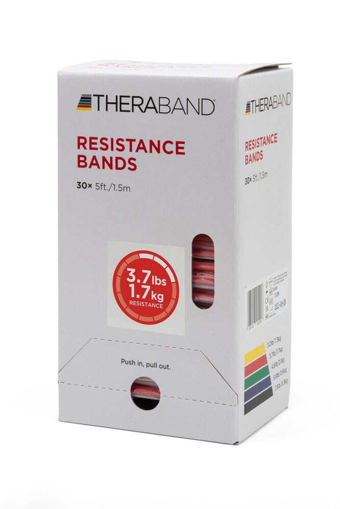 THERABAND Resistance Bands, 5 Foot, 15 Count Professional Latex Elastic Bands For Upper & Lower Body Exercise, Physical Therapy, Pilates, At-Home Workouts, & Rehab, Heavy Green, Intermediate, Level 3