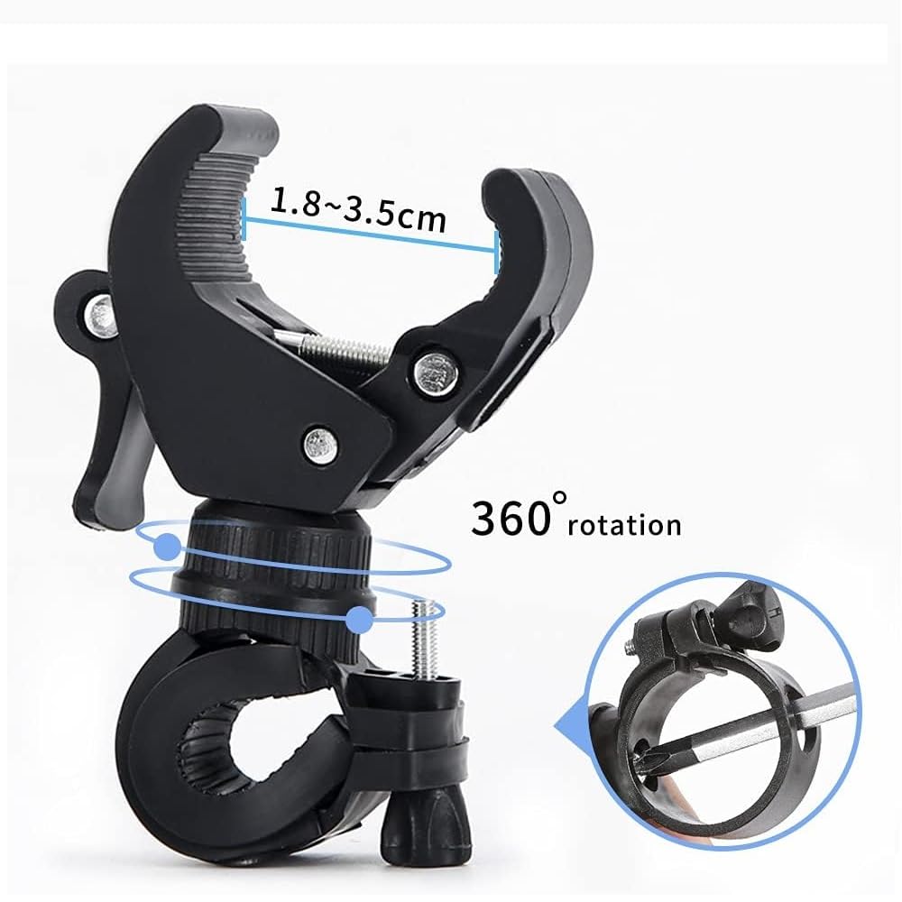 fixinus 2 Pack Bicycle Flashlight Mount - 360 Degree Rotating Bike Light Mount, Universal Torch Clip for Mountain Bike and Bicycle LED Light, Camera, GPS