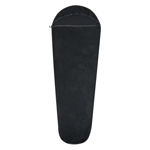 Mountainlodge Ultralight Fleece Sleeping Bag Liner,Mummy Sleeping Bag Liner with Hood and Stuff Sack Suit for Camping,Travelling and Hiking in All Seasons (Black)