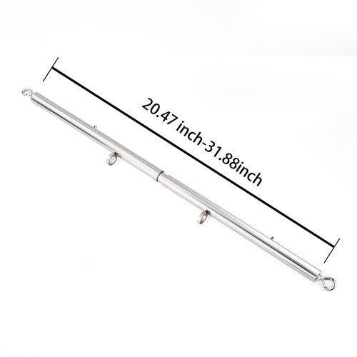 Spreader Bar Heavy Duty Stainless Steel Expandable Silver Bar Home Gym with 4pcs Furry Red Adjustable Straps,Sports Aid Training Fitness Gear Pilates Aid Kit (Silver+Red Furry Kit)