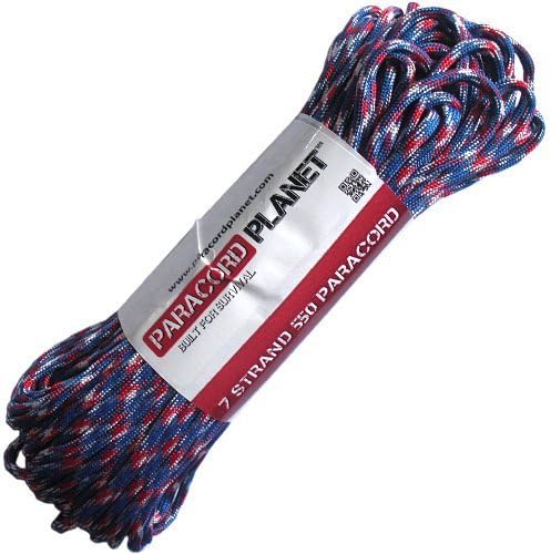 Paracord Planet Mil-Spec Commercial Grade 550lb Type III Nylon Paracord Red, White & Blue Camo