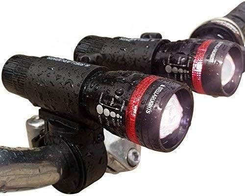 StellarLights - Solid Aircraft Aluminum Bike Light - Bright 240 Lumens LED Bicycle Headlight with Tail Light - Waterproof - Mounts in Seconds - NO Tools Required