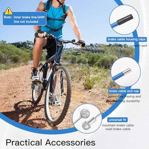 Universal Brake Cable Housing,5mm 3Meters,Lined Bicycle/Bike Brake Cable Housing,Bicycle Brake Cable Gear Wires,DIY Replacement Accessory Kit for Mountain/Road Bicycles with End Caps & Ferrules,Blue