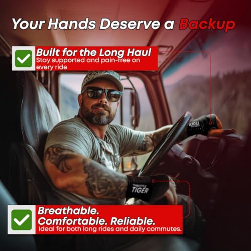 Large Motorcycle Wrist Brace Support Wraps for Bikers - Adjustable, Vibration Absorbing, Pain Relief