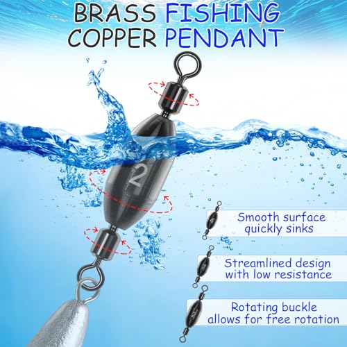 1/16oz Brass Fishing Weights with Swivels - 15pcs