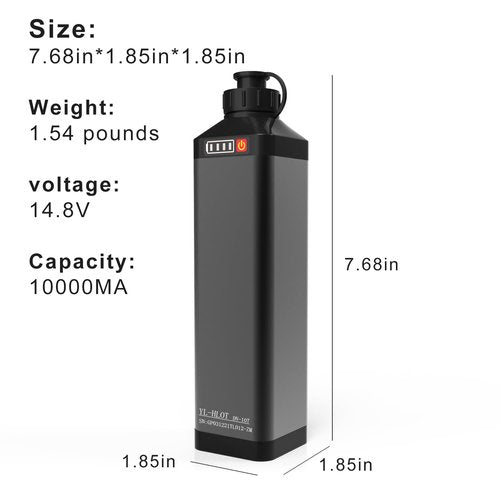 Super Mini 14.8V 10000 mAh Electric Reel Battery. Aluminum Alloy Rustproof Case. Compatible with Daiwa & Shimano Electric Fishing Reels. High Performance and Reliable Power Supply (Black)