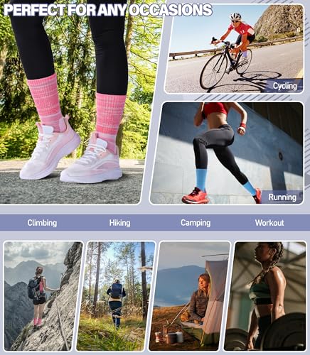 Women’s Multicolor Compression Running Hiking Socks - 8-10 / 5 Pairs