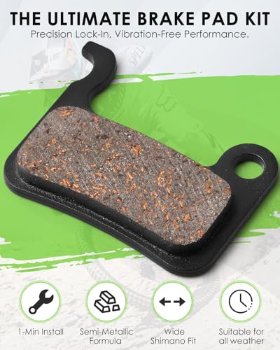Bike Brake Pads Set 4 Pairs Semi-Metallic Compatible with Tektro Shimano