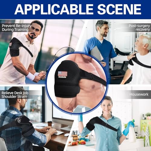 Adjustable Shoulder Brace for Rotator Cuff Tear & Post-Surgery Recovery - Arm Sling with Ice Pack Pocket, Breathable Compression Sleeve for Sports Injury, Arthritis, Men & Women (Black)