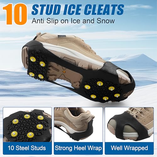 Ice Cleats Snow Traction Crampons for Shoes & Boots XXL 13-15.5 - Anti Slip