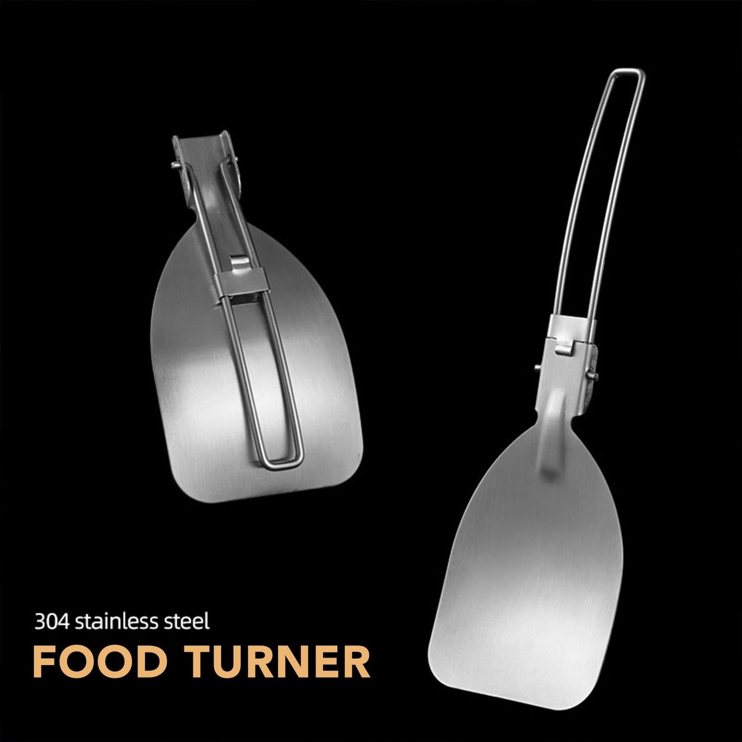Foldable Spatula,304 Stainless Steel Turner Latch Design Cooking Spatulas Folding Frying Pan Spatula for Outdoor Camping Picnic Equipment,2 Pack