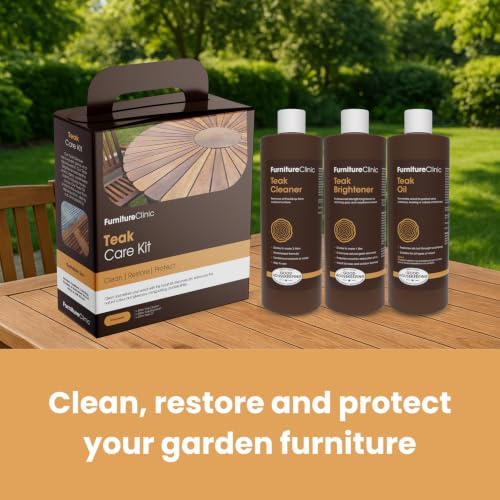 Teak Furniture Care Kit with Cleaner Brightener & Oil for Outdoor Wood