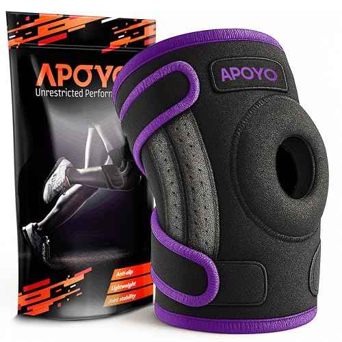 APOYO Knee Brace for Women & Men - Knee Compression Sleeve For Knee Pain Relief, Meniscus Tear, ACL, Arthritis, Joint Pain Relief, with Patella Gel Pad & Side Stabilizers (Large) Purple