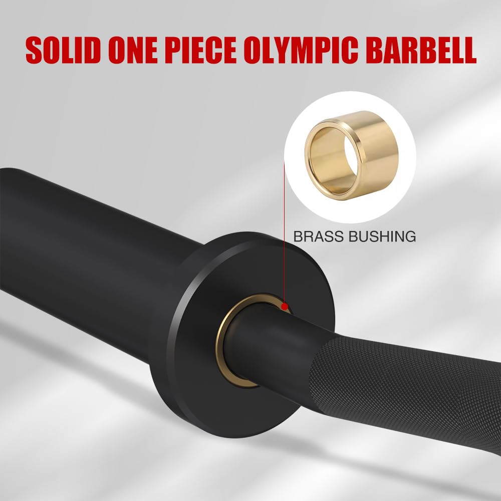 Olympic Barbell EZ Curl Bar, 47INCH/4FT Strength Training Curling Bar with Knurled Grip Black Barbell Bar for Weightlifting, Copper Sleeve Barbell for 2-inch Weight Plates, 500 LBS Capacity