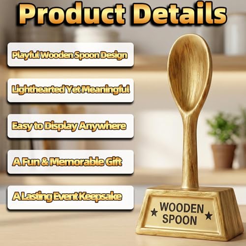 6 Inch Wooden Spoon Trophy - Funny Award for Cook-Offs & Bake-Offs