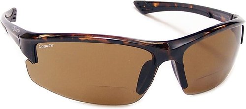 Coyote BP7 Polarized Bifocal Safety Sunglasses with Low-Profile, Wrap-Around Sports Design for Youthful and Active Men and Women Tortoise +2.50