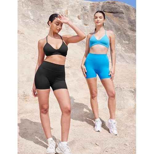 YEOREO Women's Biker Shorts 3.6" /4.5" / 6" Workout Gym Shorts Craze High Waist Tummy Control Hidden Scrunch Running Yoga