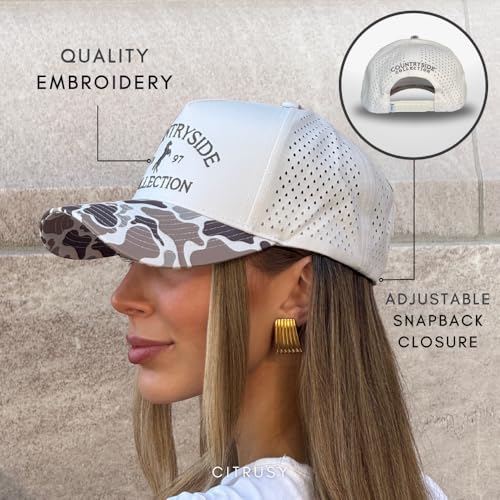 Citrusy Athletic Trucker Golf Hat - Countryside Camo Performance 5 Panel Cap