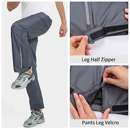 OURCAN Men's Rain Pants Waterproof Windproof Pants Breathable Lightweight Suitable for Rainy Outdoors, Hiking, Golf, Fishing