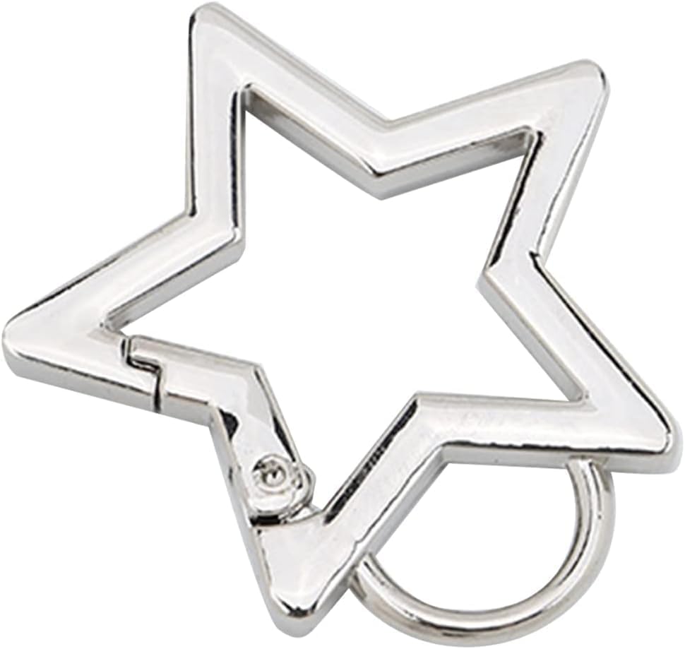 2Pcs Dark Gray Star Shaped Stainless Steel Keychain Snap Hook Holder Star Carabiner Hook Clip Key Holder Carabiner Clip for Keys and Wallet with Key Car Accessories
