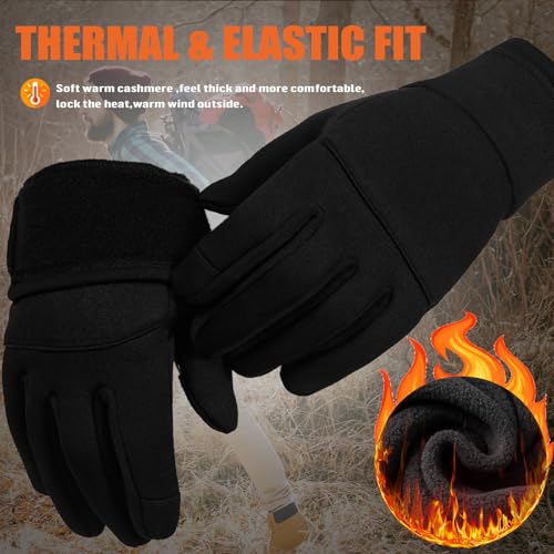 Winter Gloves Men Women Cold Weather: Thermal Waterproof Windprof Touchscreen for Runing Cycling Ski Hiking - Black