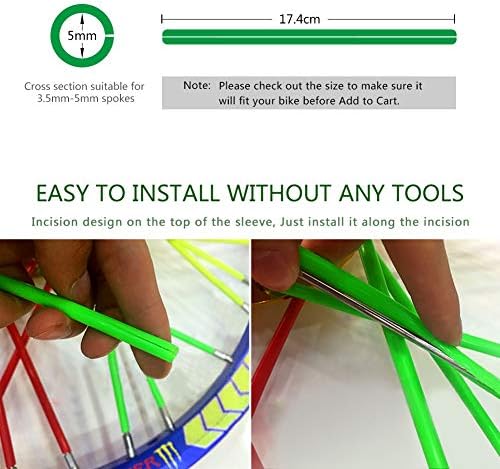 36 pcs Wheel Rim Spoke Covers, Keenso Motocross Rims Off Road Guard Wraps Kit Motorcycle Covers Wrap Decor Protector For Universal Motocross Dirt Bike(Green)