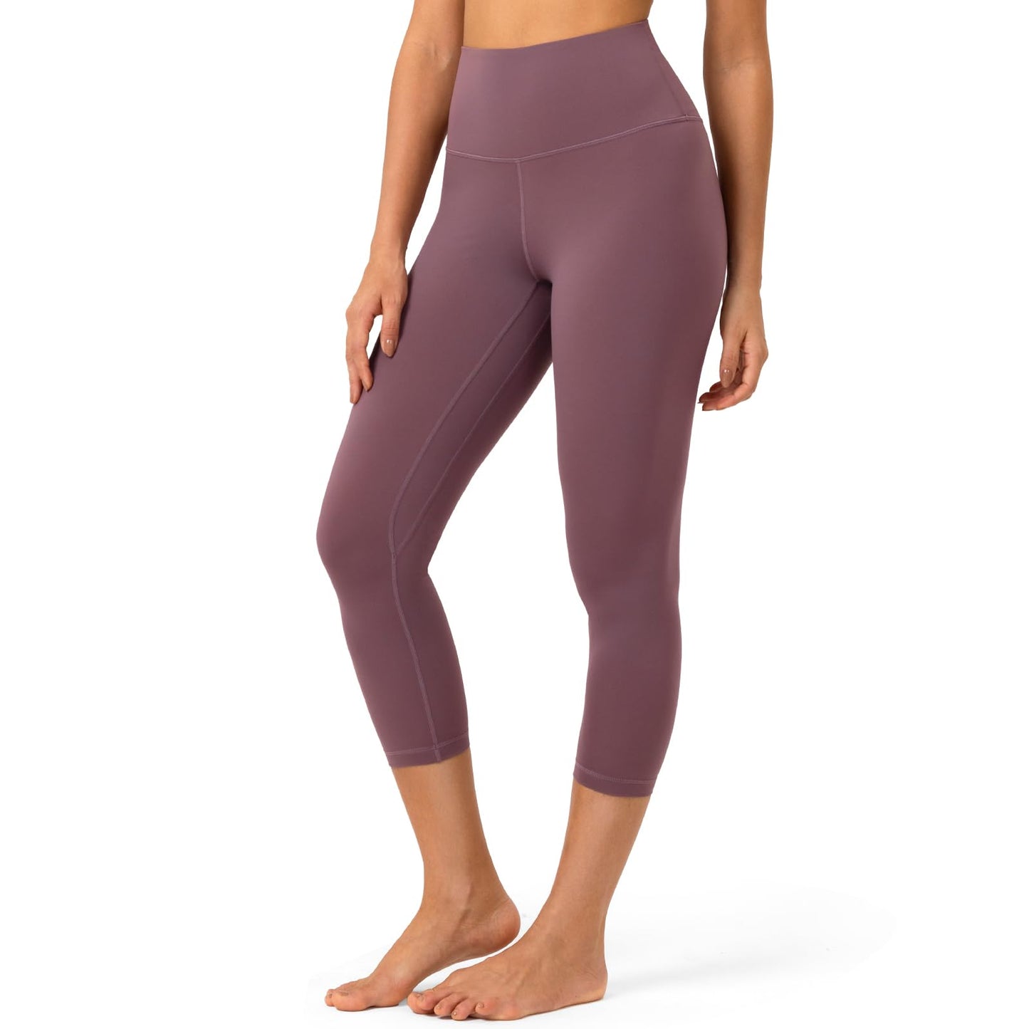 YUNOGA Capri Leggings for Women High Waisted Leggings Tummy Control Workout Pants (XS, Dusty Red)