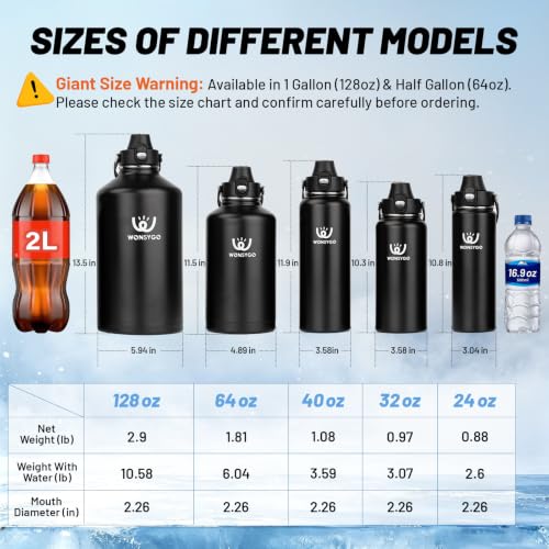 1 Gallon Insulated Leak-Proof Water Bottle with Carrier Bag - Black Forest, 128oz