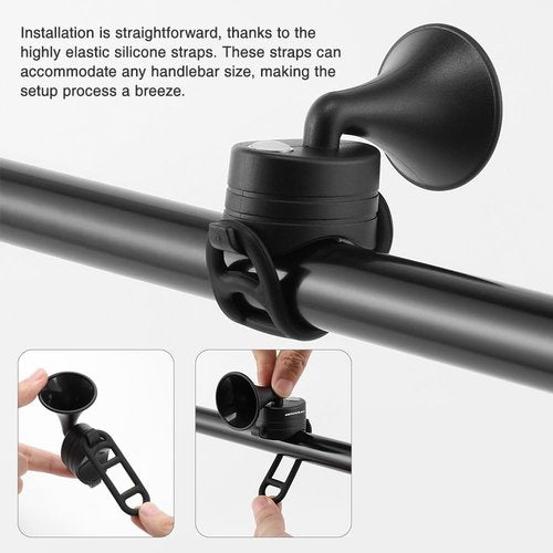 SOUUXIU Electronic Bike Horn 120db 5 Modes IP4 Waterproof Electric Bike Bell Lightweight USB Charging/Battery Powered with Elastic Strap for Mountain Bikes Fat Bikes Road Bikes Electric Scooter