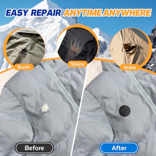 Black 9.8" x 5.9" Nylon Down Jacket Repair Patch Kit Self-Adhesive Waterproof
