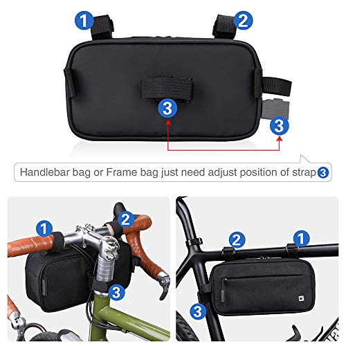 Rhinowalk Bike Handlebar Bag Black Waterproof Cycling Front Bag with Shoulder Strap